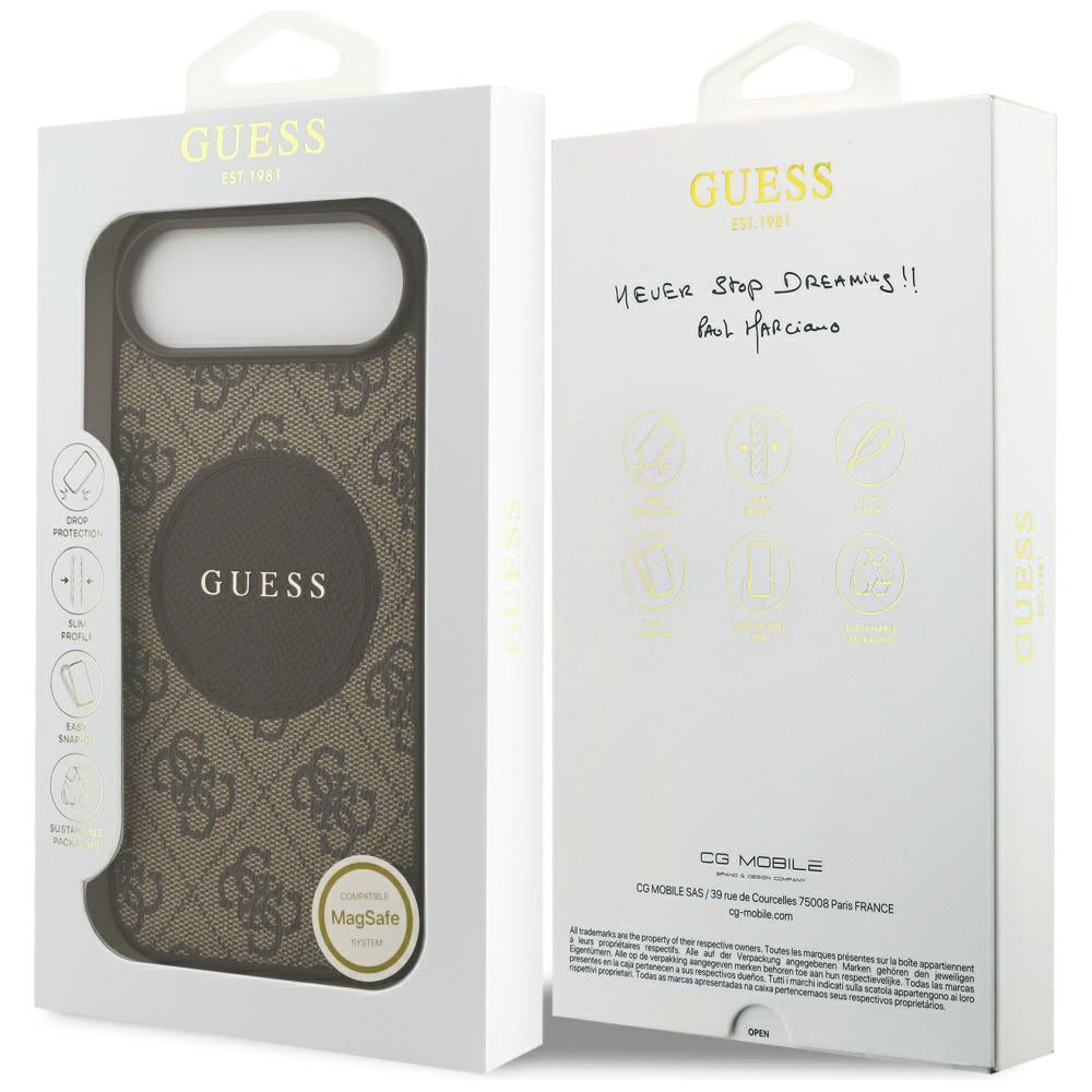 MagSafe-kotelo Apple iPhone 17 Airille, Guess, 4G Circle Classic Logo, Ruskea