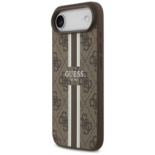MagSafe-kotelo Apple iPhone 17 Airille, Guess, 4G Printed Stripes, Ruskea