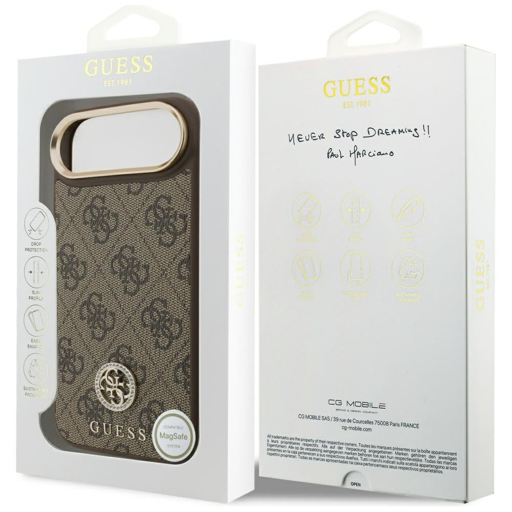 MagSafe-kotelo Apple iPhone 17 Airille, Guess, 4G Strass -logo, ruskea