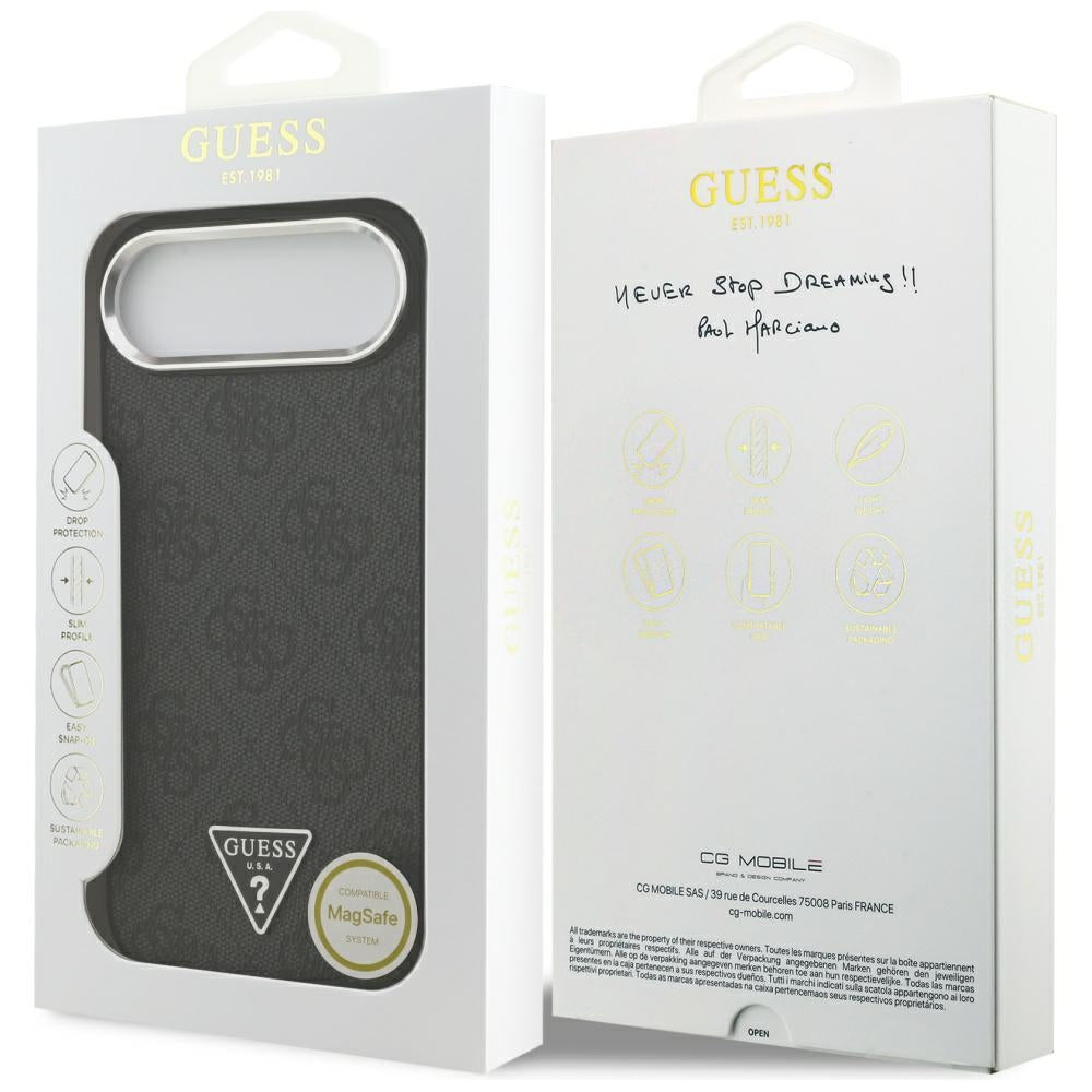 MagSafe-kotelo Apple iPhone 17 Airille, Guess, 4G Triangle Logo, Musta Hopea