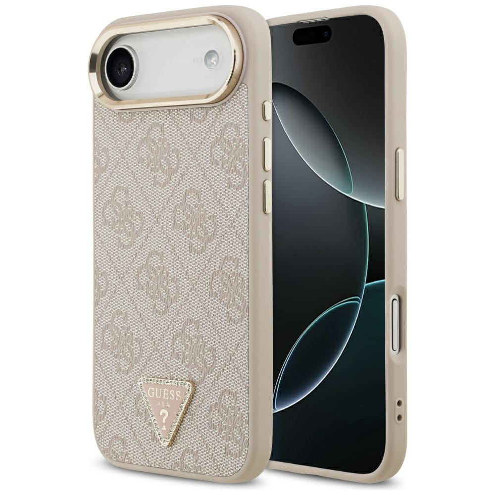 MagSafe Case for Apple iPhone 17 Air, Guess, 4G Triangle Logo, Golden Pink