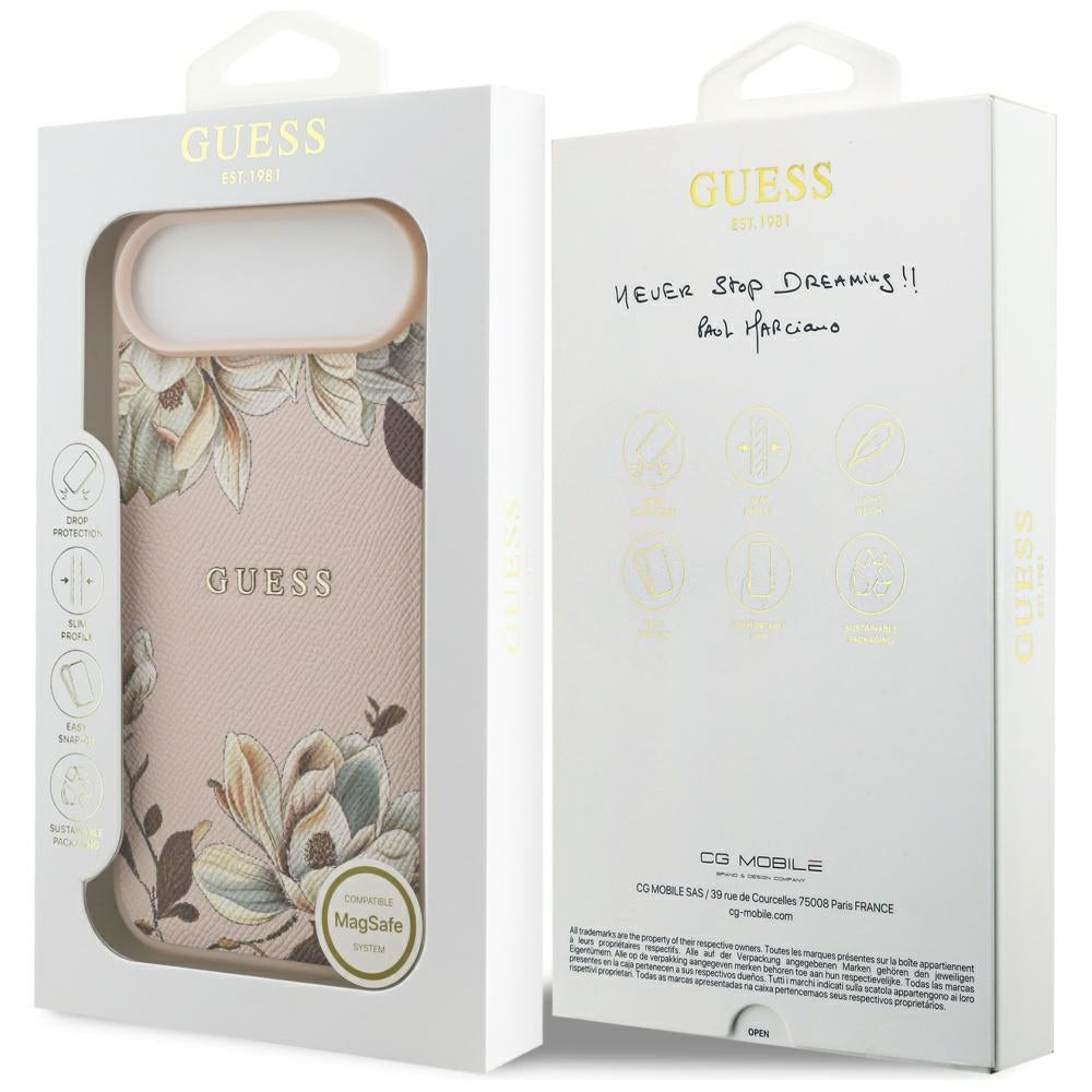 MagSafe-kotelo Apple iPhone 17 Airille, Guess, Grained Flowers, Pinkki