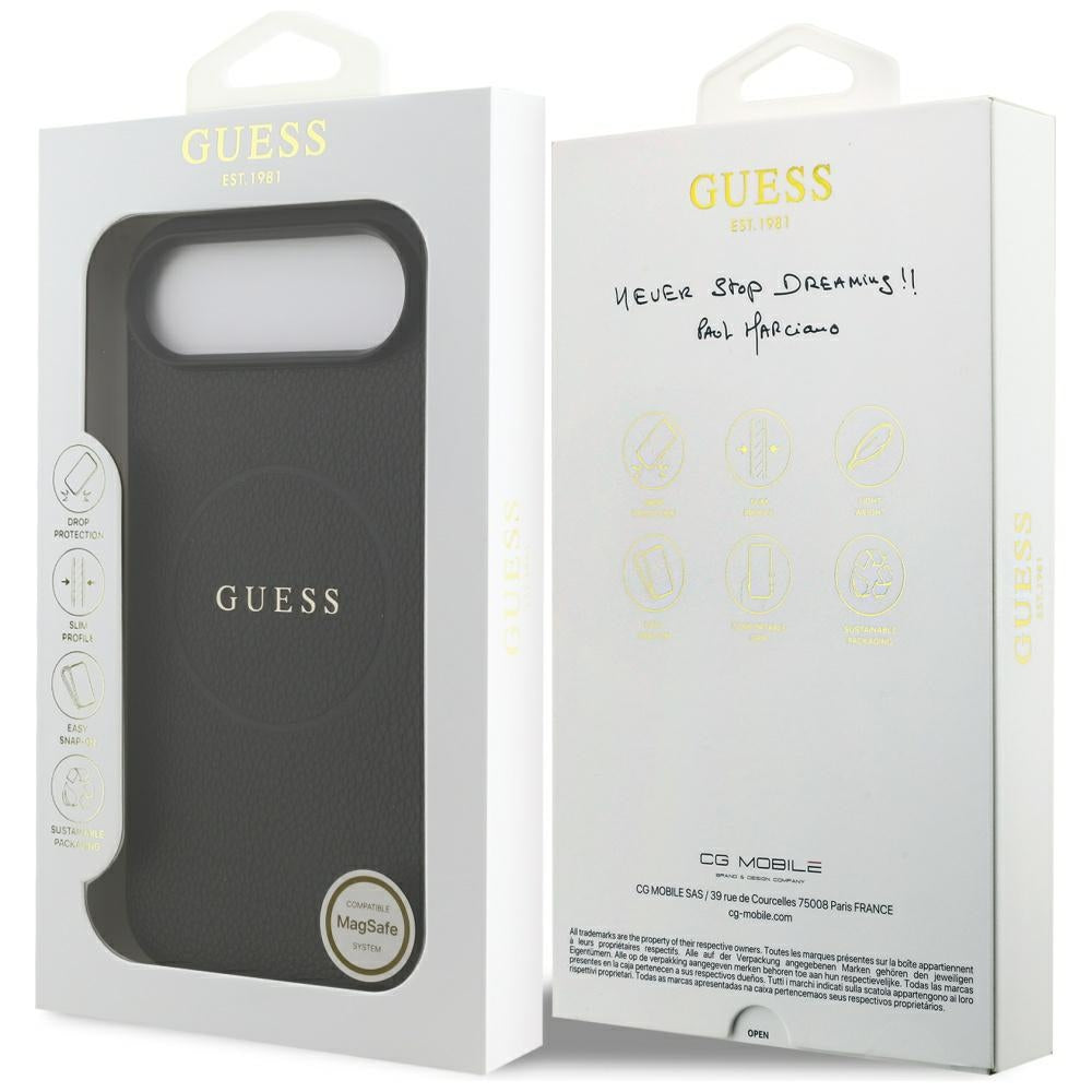 MagSafe-kotelo Apple iPhone 17 Airille, Guess, Grained Gold Ring, Musta