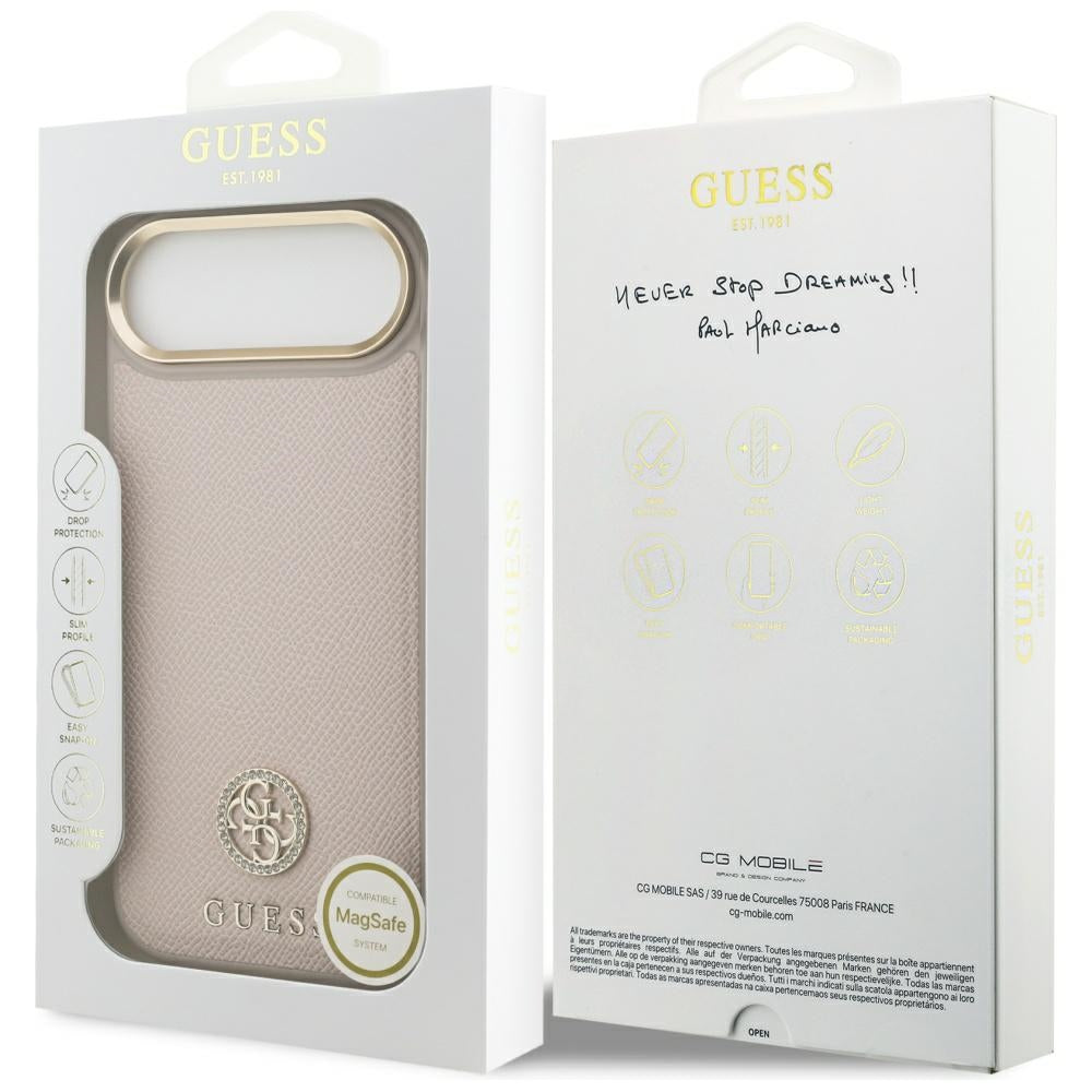 MagSafe-kotelo Apple iPhone 17 Airille, Guess, Grained Strass Logo, Pinkki
