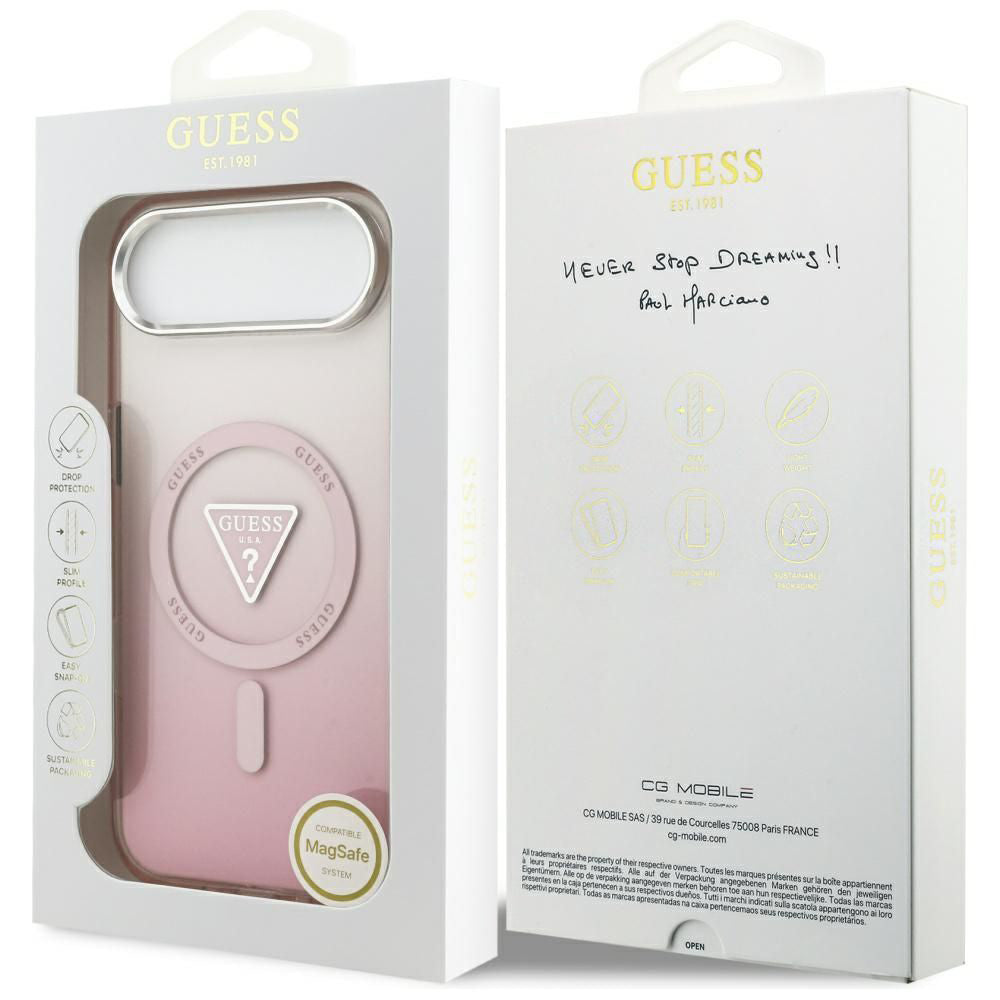 MagSafe-kotelo Apple iPhone 17 Airille, Guess, IML Gradient Triangle -logo, Pinkki