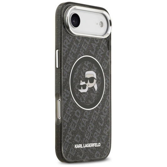 MagSafe-kotelo Apple iPhone 17 Airille, Karl Lagerfeld, IML Glitter Karl & Choupette's Heads, Musta