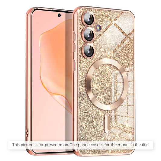 MagSafe-kotelo Apple iPhone 17 Airille, Techsuit, Luxury Glitter, Kultainen Vaaleanpunainen