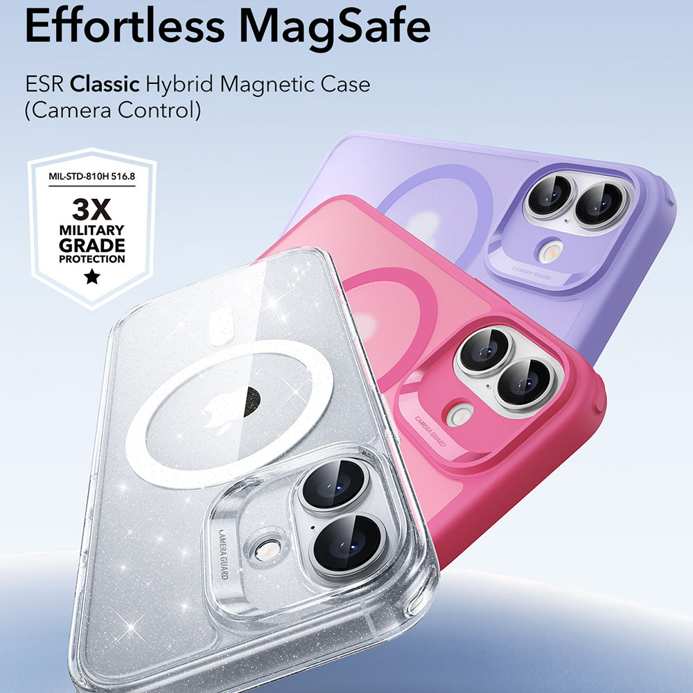 MagSafe-kotelo Apple iPhone 17:lle, ESR, Classic Hybrid Shimmer, Läpinäkyvä