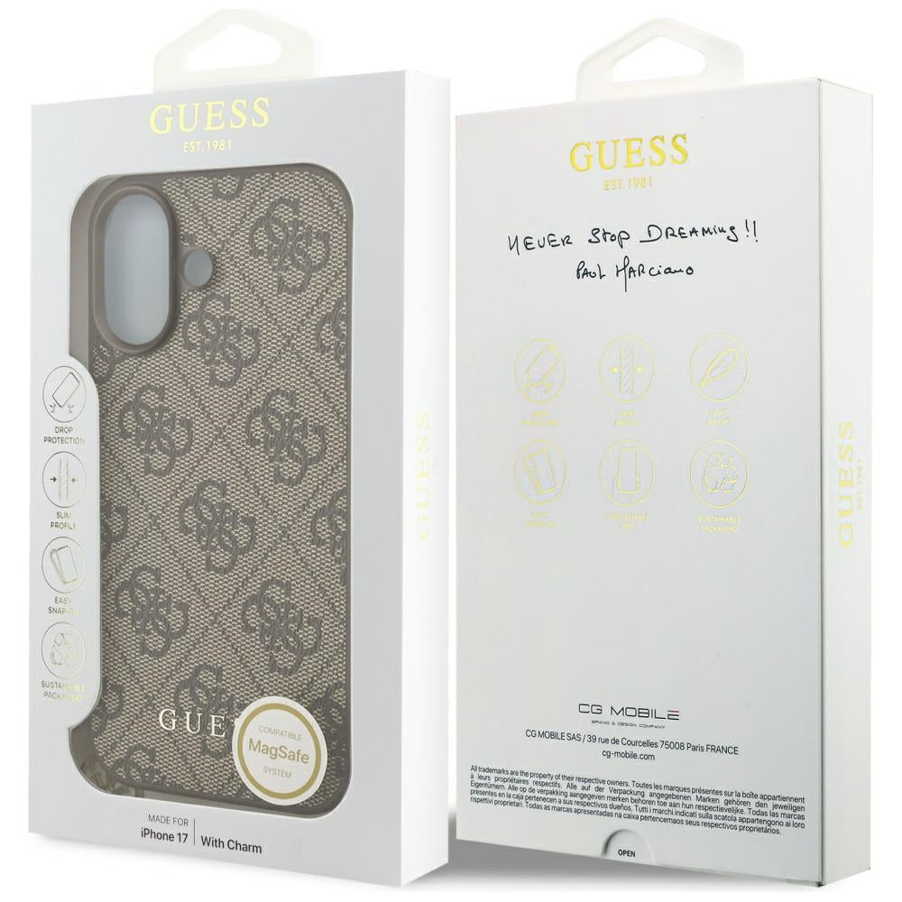 MagSafe-kotelo Apple iPhone 17:lle, Guess, 4G Charm Cradle, Ruskea
