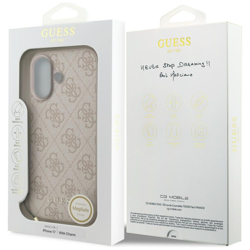 MagSafe-kotelo Apple iPhone 17:lle, Guess, 4G Charm Cradle, Pinkki