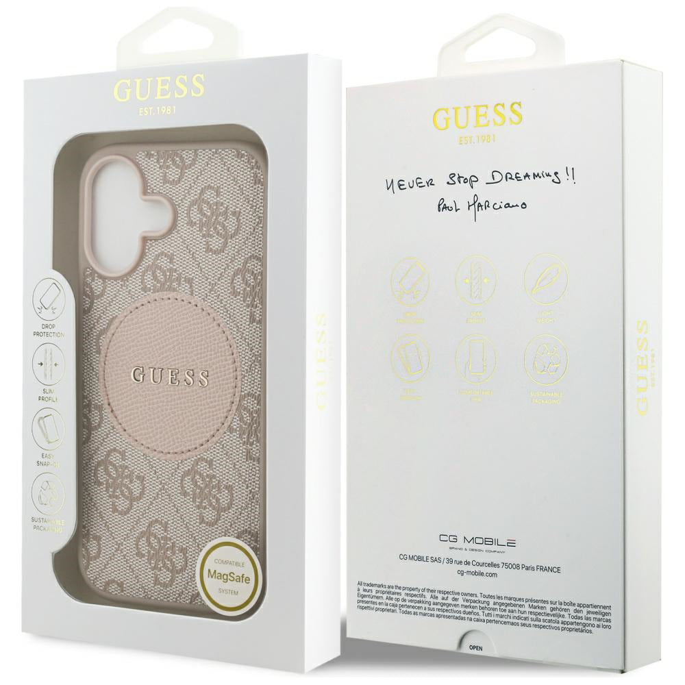 MagSafe-kotelo Apple iPhone 17:lle, Guess, 4G Circle Classic Logo, Pinkki