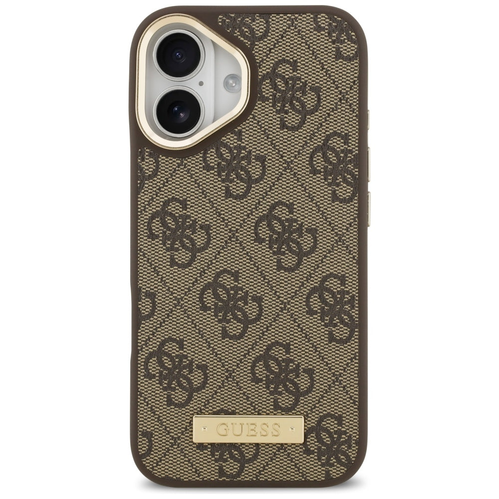 MagSafe Case for Apple iPhone 17, Guess, 4G Logo Plate, Brown