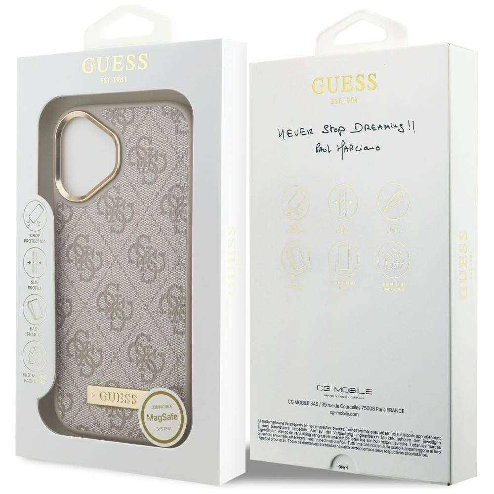 MagSafe-kotelo Apple iPhone 17:lle, Guess, 4G Logo Plate, Pinkki