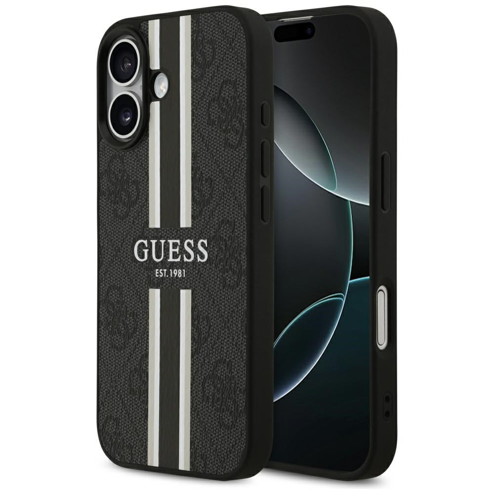 MagSafe-kotelo Apple iPhone 17:lle, Guess, 4G Printed Stripes, Musta