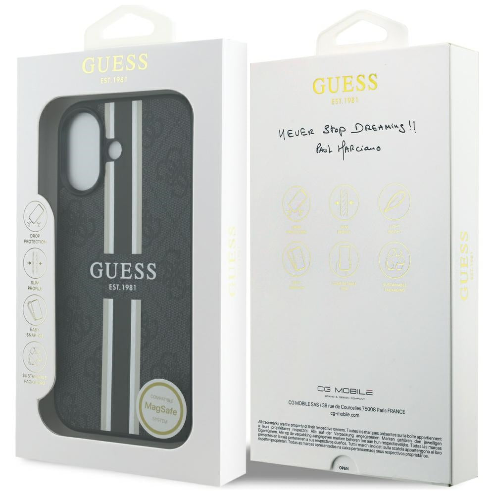 MagSafe-kotelo Apple iPhone 17:lle, Guess, 4G Printed Stripes, Musta