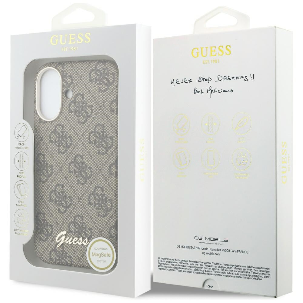 MagSafe-kotelo Apple iPhone 17:lle, Guess, 4G Script Logo, Ruskea
