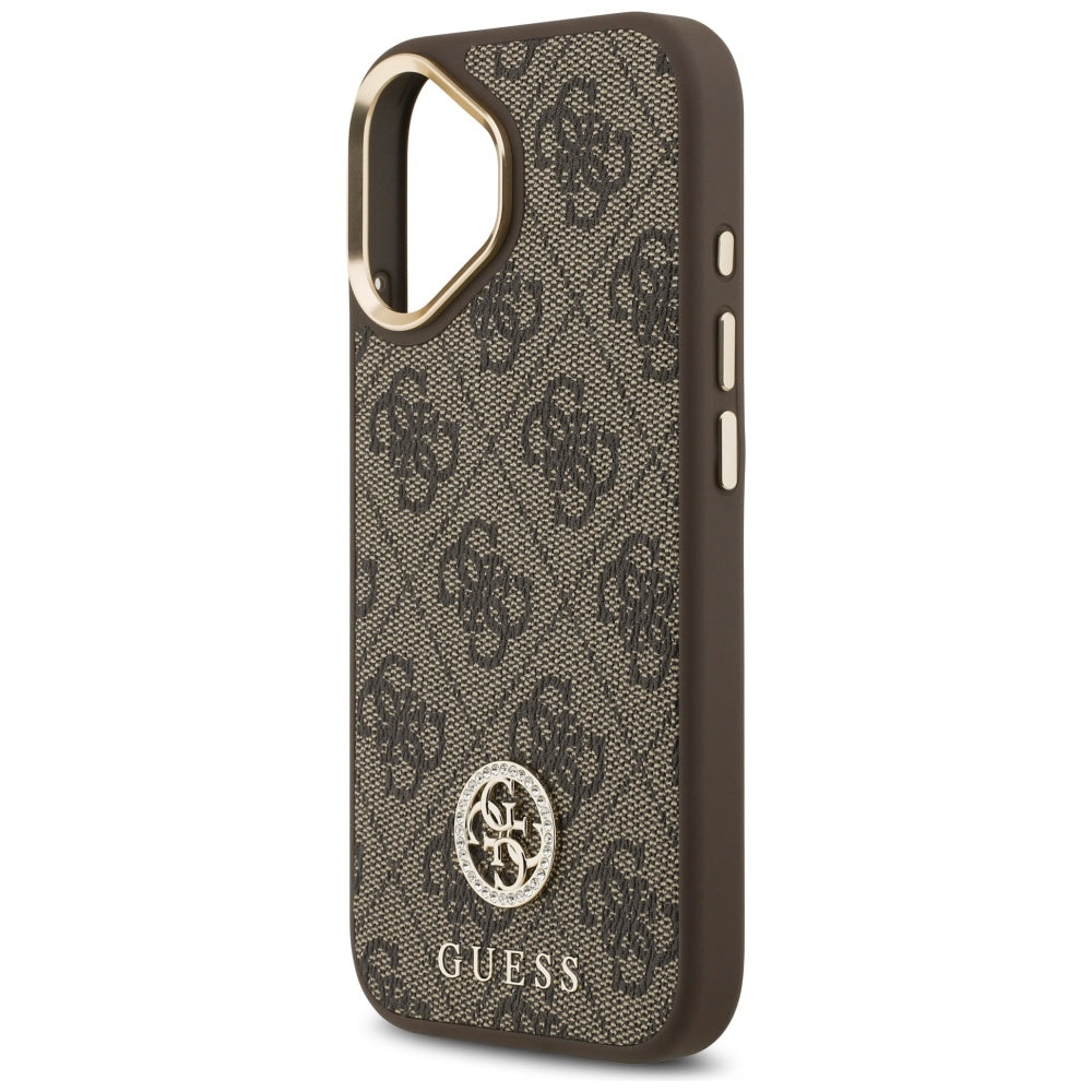 MagSafe-kotelo Apple iPhone 17:lle, Guess, 4G Strass -logo ja iso hihna, ruskea
