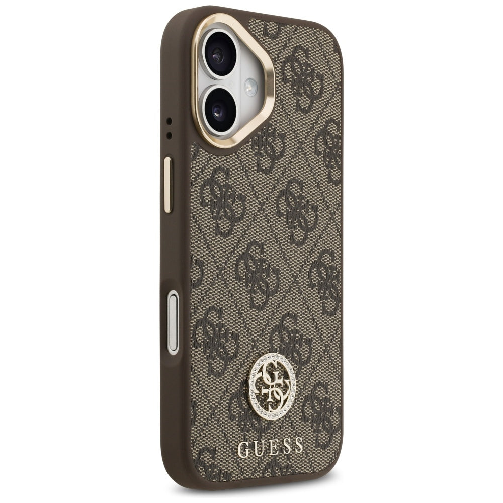 MagSafe-kotelo Apple iPhone 17:lle, Guess, 4G Strass -logo ja iso hihna, ruskea