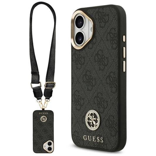 MagSafe-kotelo Apple iPhone 17:lle, Guess, 4G Strass -logo isolla hihnalla, musta