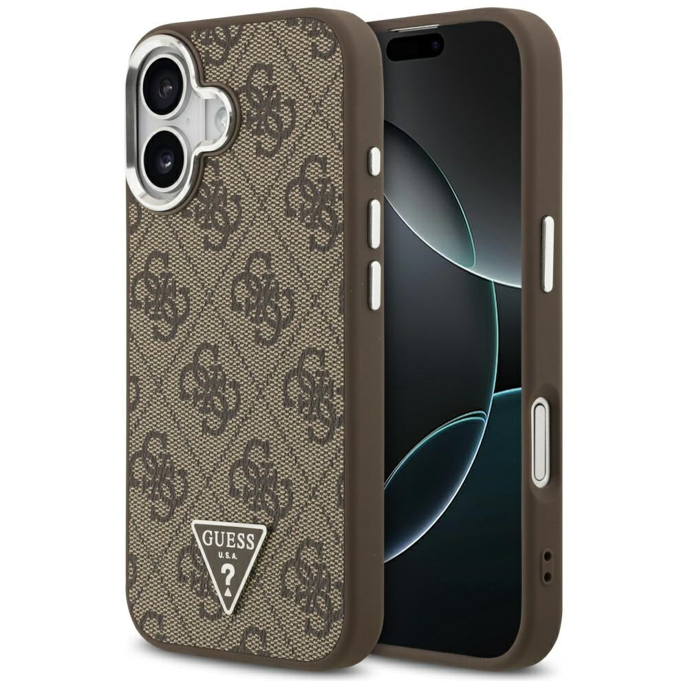 MagSafe-kotelo Apple iPhone 17:lle, Guess, 4G Triangle Logo, Hopeanruskea