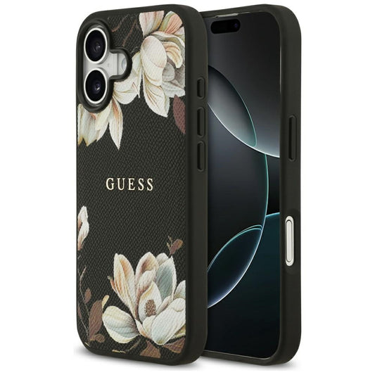 MagSafe-kotelo Apple iPhone 17:lle, Guess, Grained Flowers, Musta