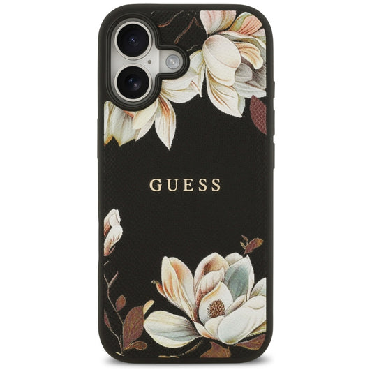 MagSafe-kotelo Apple iPhone 17:lle, Guess, Grained Flowers, Musta