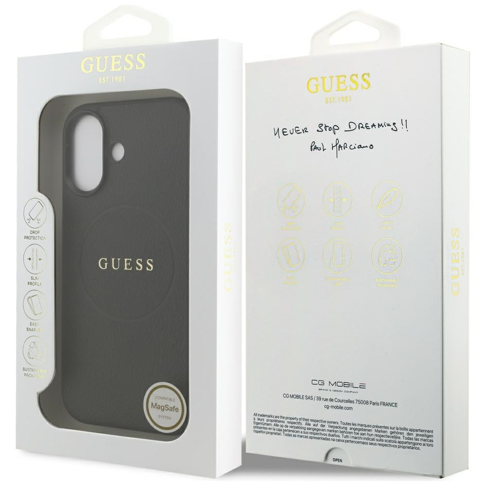 MagSafe-kotelo Apple iPhone 17:lle, Guess, Grained Gold Ring, Musta