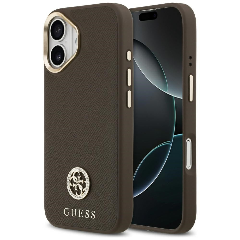 MagSafe-kotelo Apple iPhone 17:lle, Guess, Grained Strass Logo, Ruskea