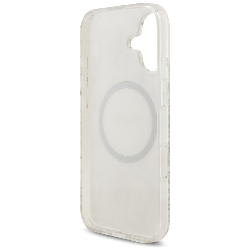 MagSafe-kotelo Apple iPhone 17:lle, Guess, IML Flowers with Pearl Strap, Valkoinen