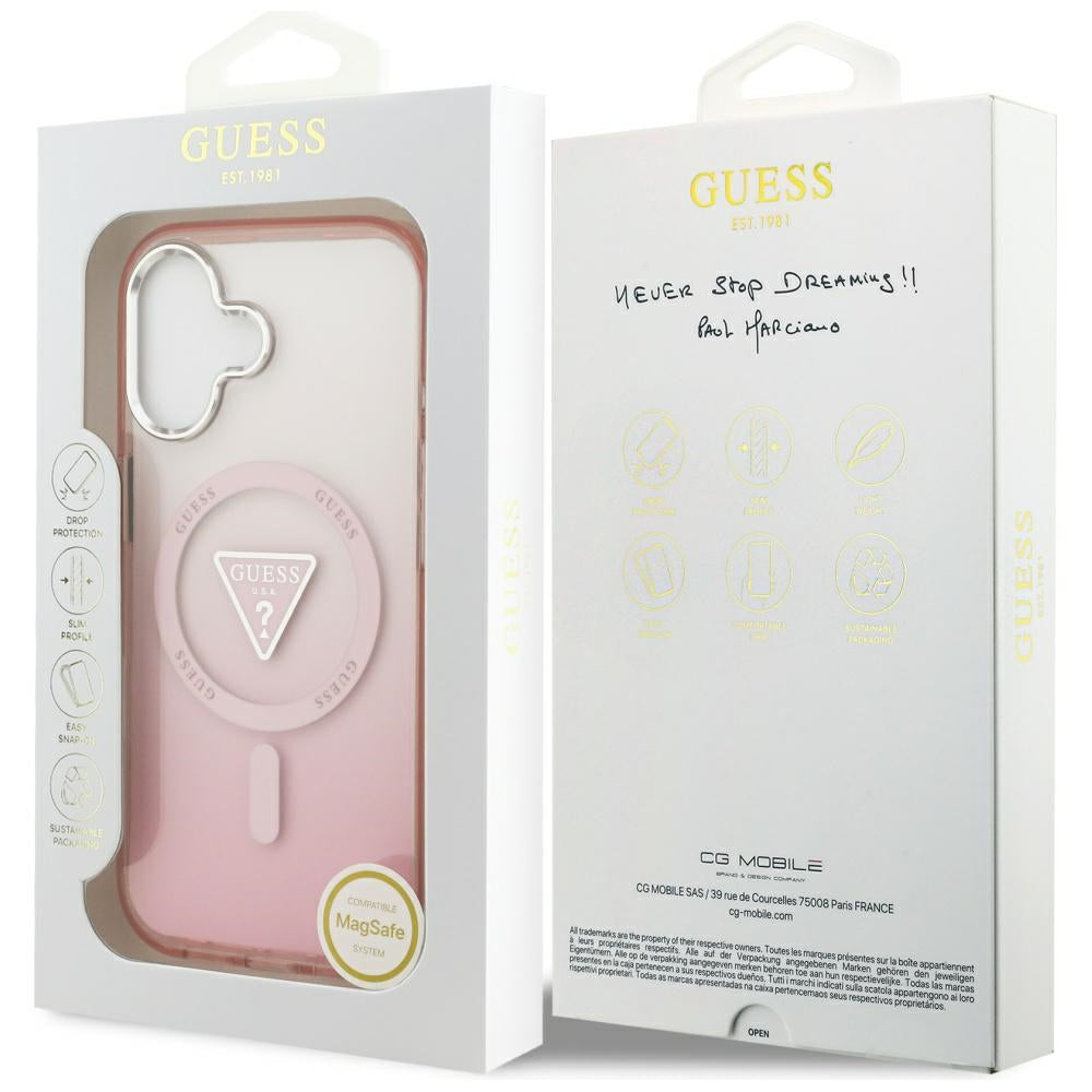 MagSafe-kotelo Apple iPhone 17:lle, Guess, IML Gradient Triangle -logo, Pinkki