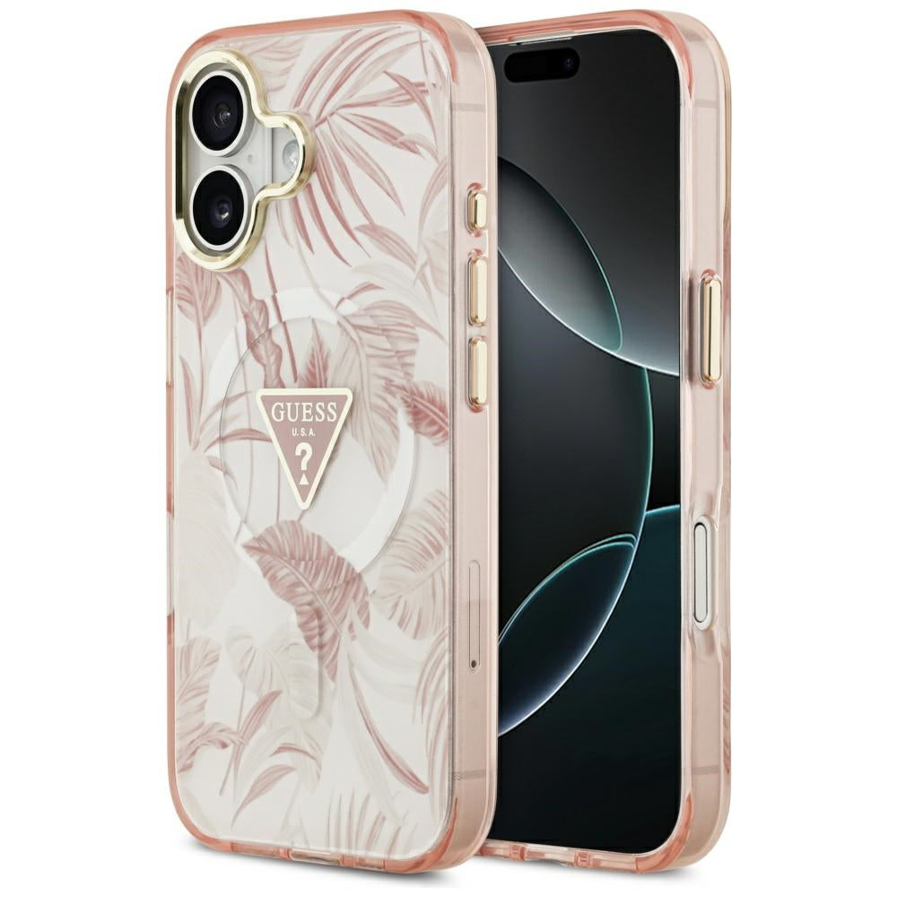 MagSafe-kotelo Apple iPhone 17:lle, Guess, Jungle Tonal Triangle, Pinkki