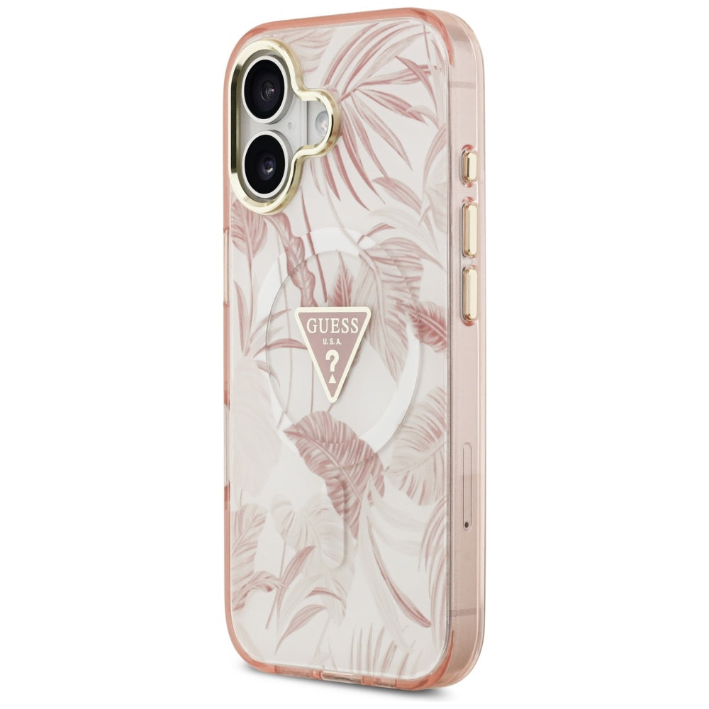 MagSafe-kotelo Apple iPhone 17:lle, Guess, Jungle Tonal Triangle, Pinkki