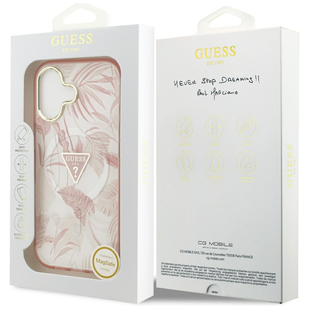 MagSafe-kotelo Apple iPhone 17:lle, Guess, Jungle Tonal Triangle, Pinkki