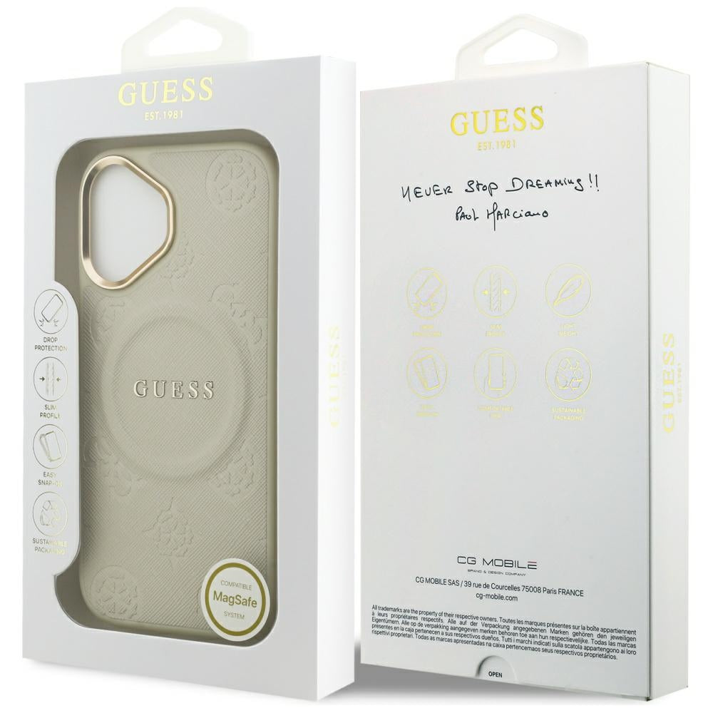 MagSafe-kotelo Apple iPhone 17:lle, Guess, Peony Hot Stamp, Beige