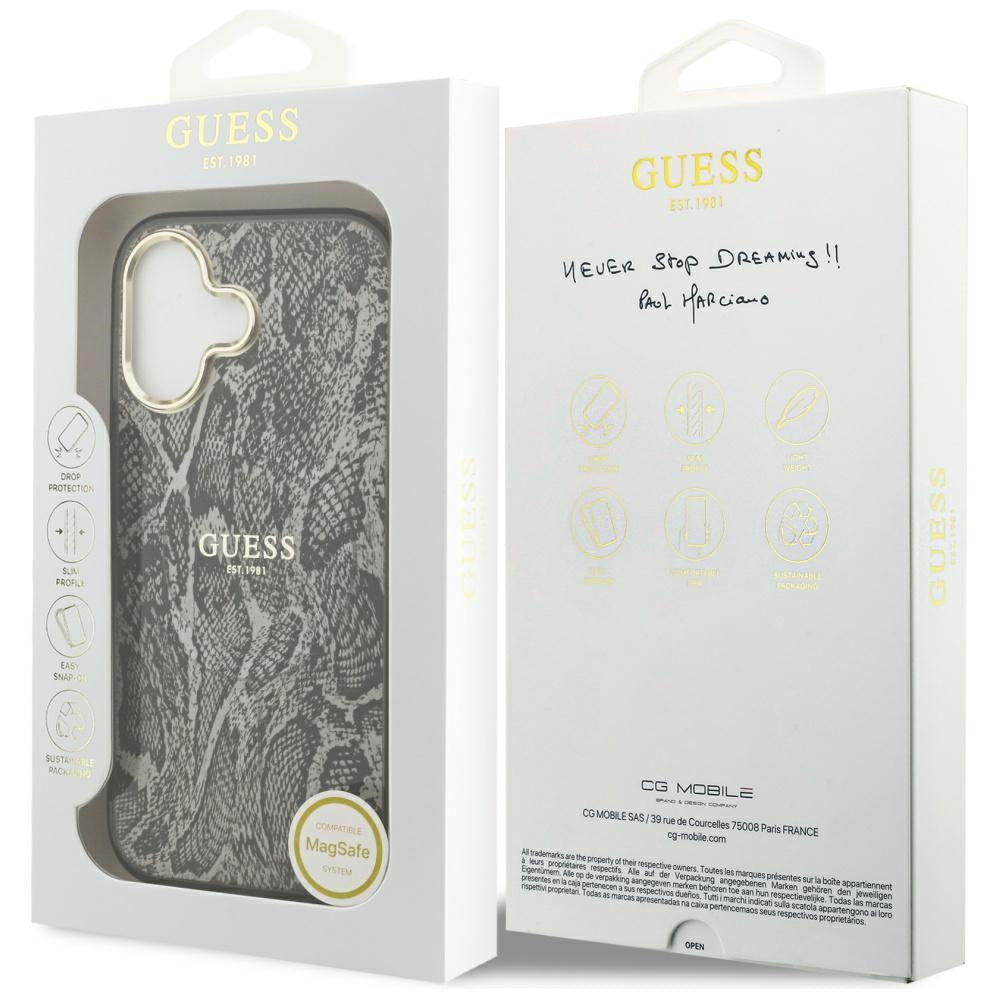 MagSafe-kotelo Apple iPhone 17:lle, Guess, Python-kuosi, Musta