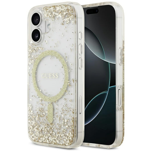 MagSafe-kotelo Apple iPhone 17:lle, Guess, Resin Bottom Glitter, Kultainen