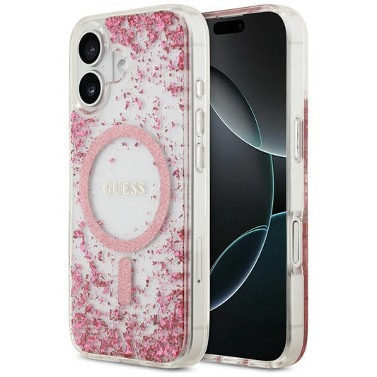 MagSafe-kotelo Apple iPhone 17:lle, Guess, Resin Bottom Glitter, Pinkki