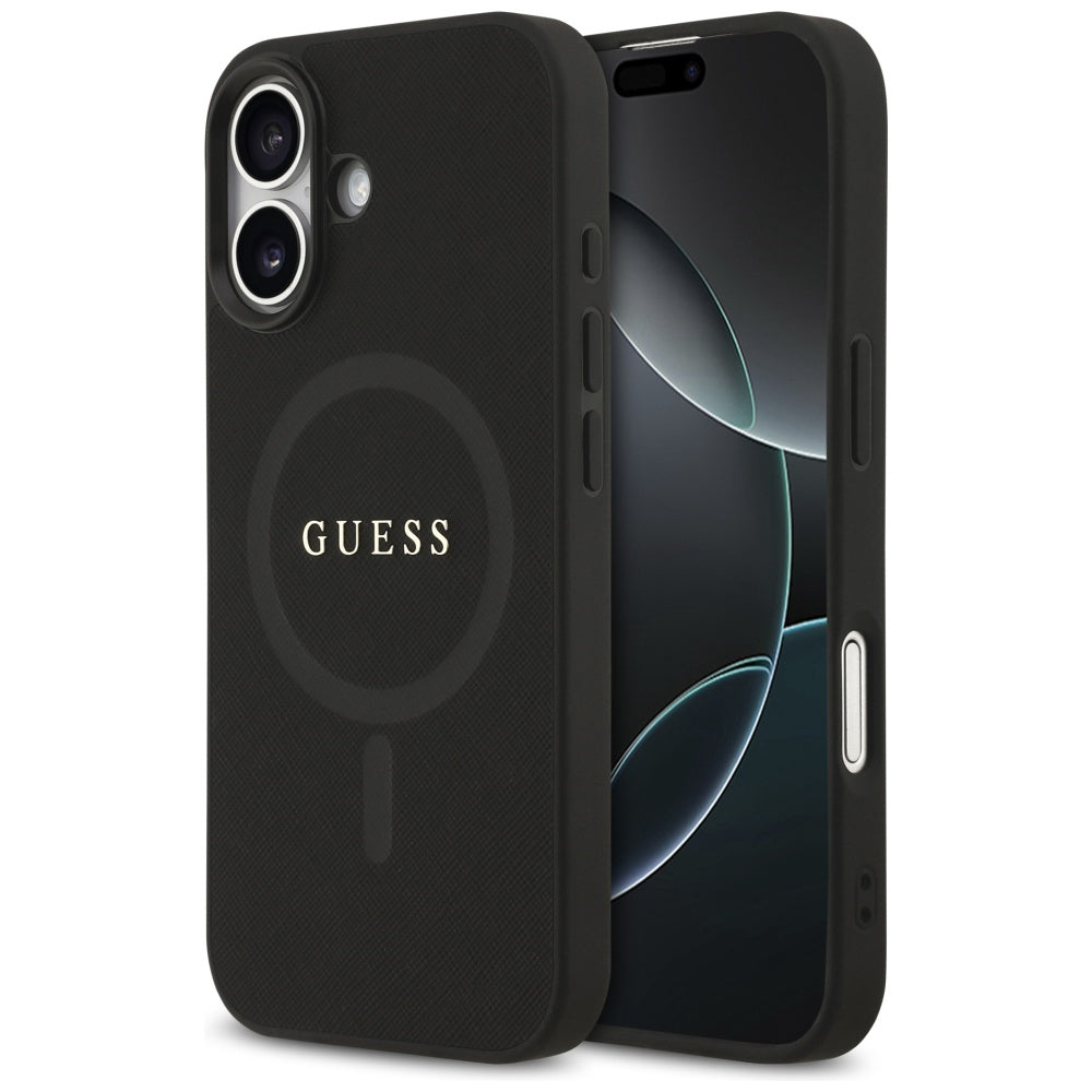 MagSafe-kotelo Apple iPhone 17:lle, Guess, Saffiano Classic Logo, Musta