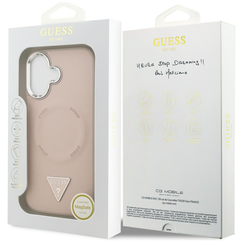 MagSafe-kotelo Apple iPhone 17:lle, Guess, Triangle Logo, Hopeanpunainen