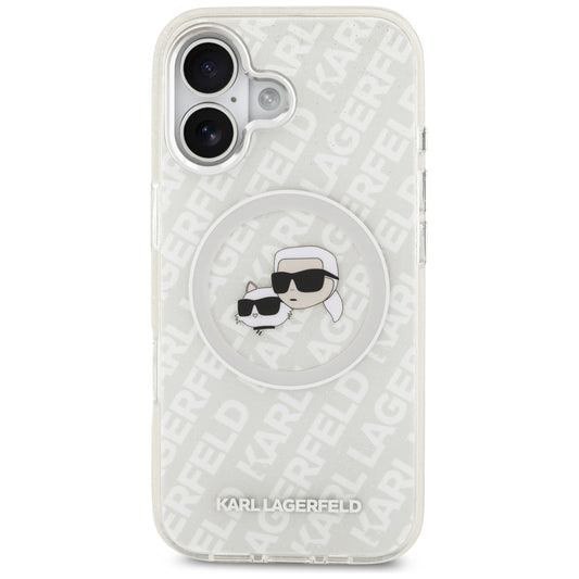 MagSafe-kotelo Apple iPhone 17:lle, Karl Lagerfeld, IML Glitter Karl & Choupette's Heads, Harmaa