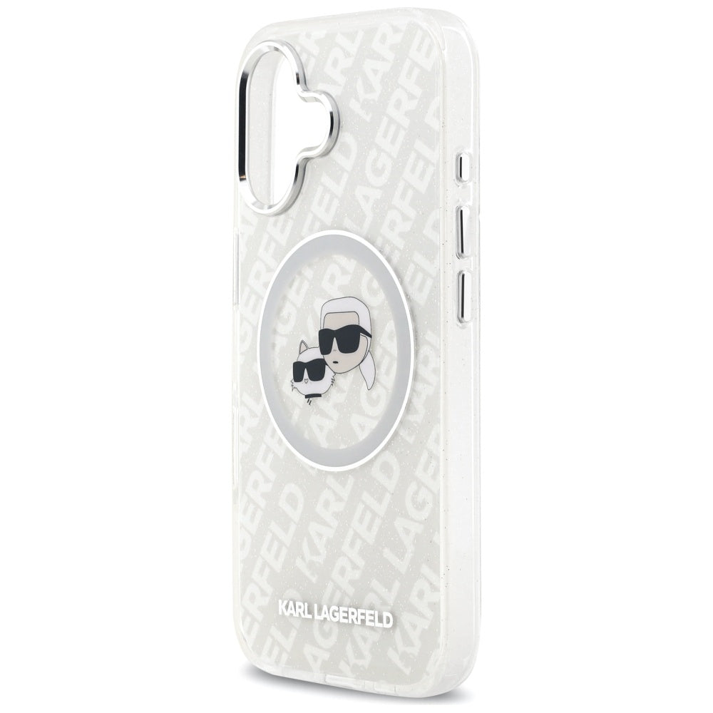 MagSafe-kotelo Apple iPhone 17:lle, Karl Lagerfeld, IML Glitter Karl & Choupette's Heads, Harmaa