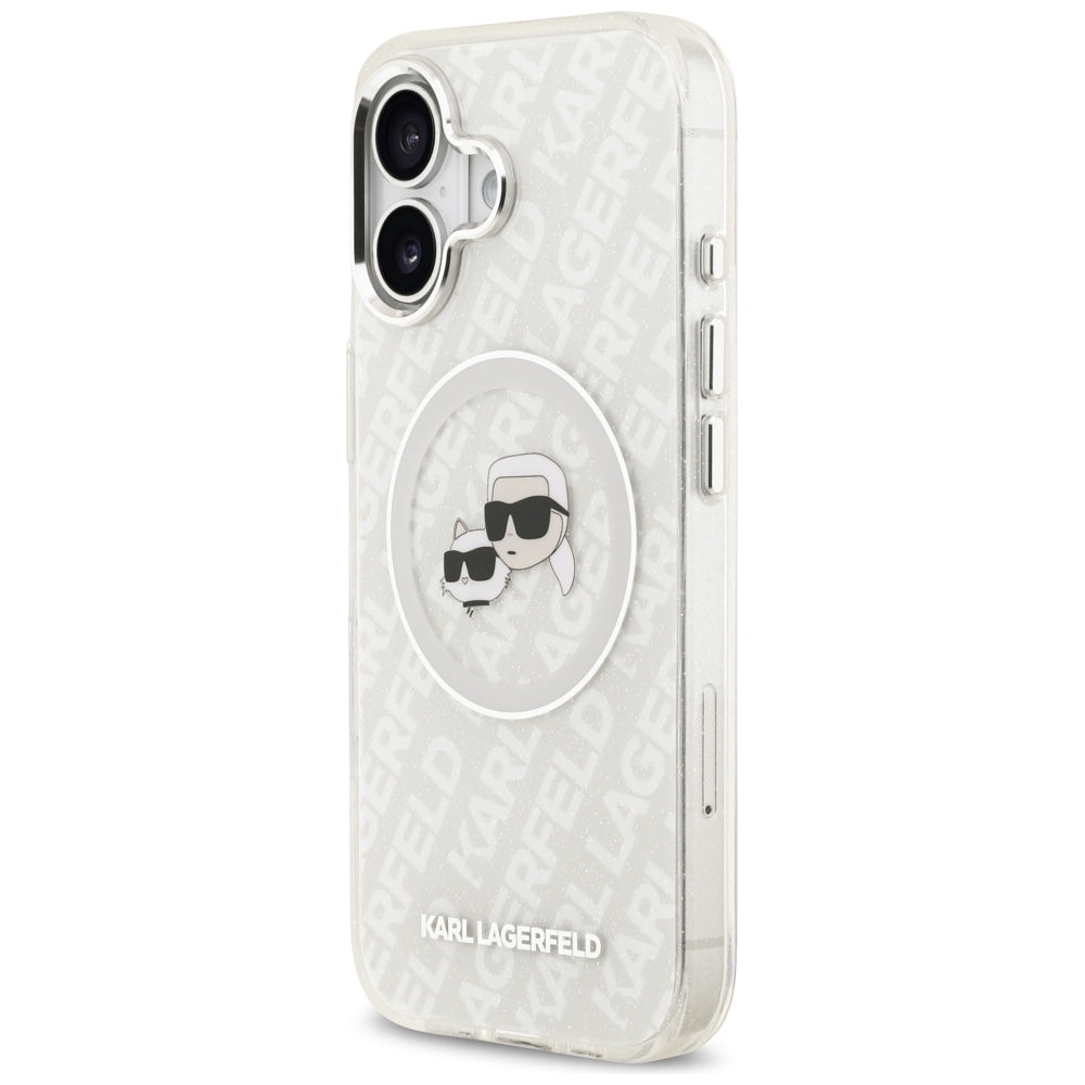 MagSafe-kotelo Apple iPhone 17:lle, Karl Lagerfeld, IML Glitter Karl & Choupette's Heads, Harmaa