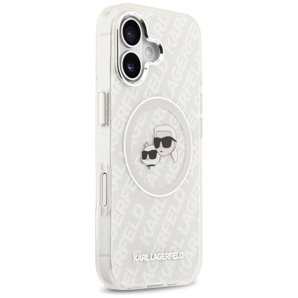 MagSafe-kotelo Apple iPhone 17:lle, Karl Lagerfeld, IML Glitter Karl & Choupette's Heads, Harmaa