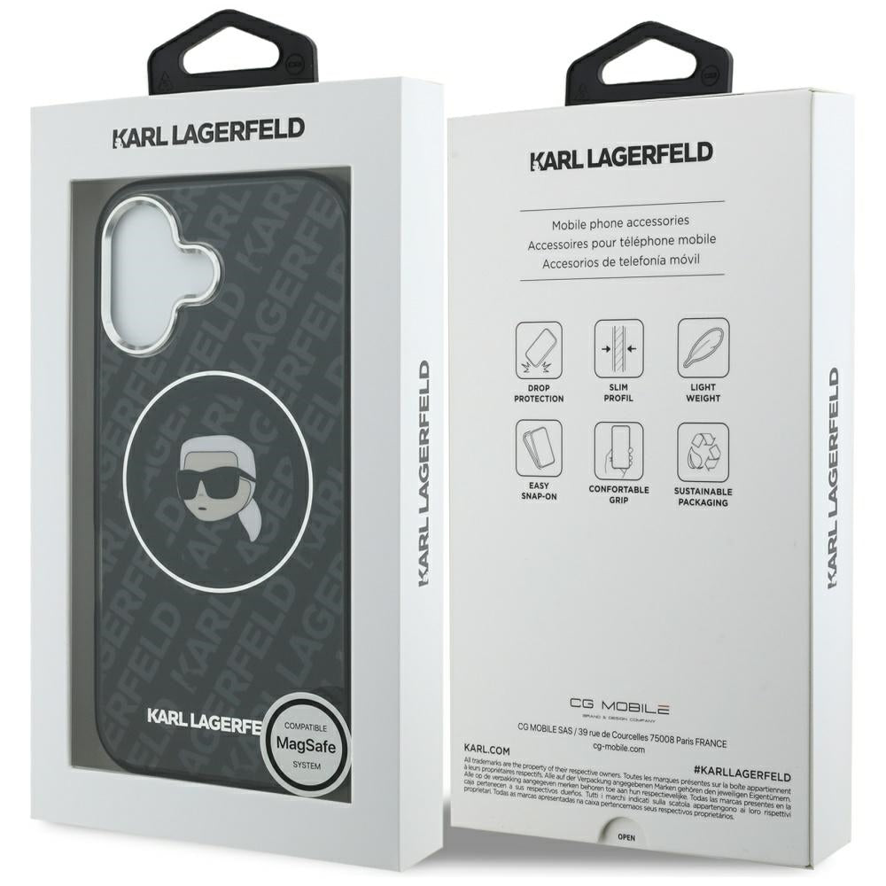 MagSafe-kotelo Apple iPhone 17:lle, Karl Lagerfeld, IML Karl`s Head, Musta