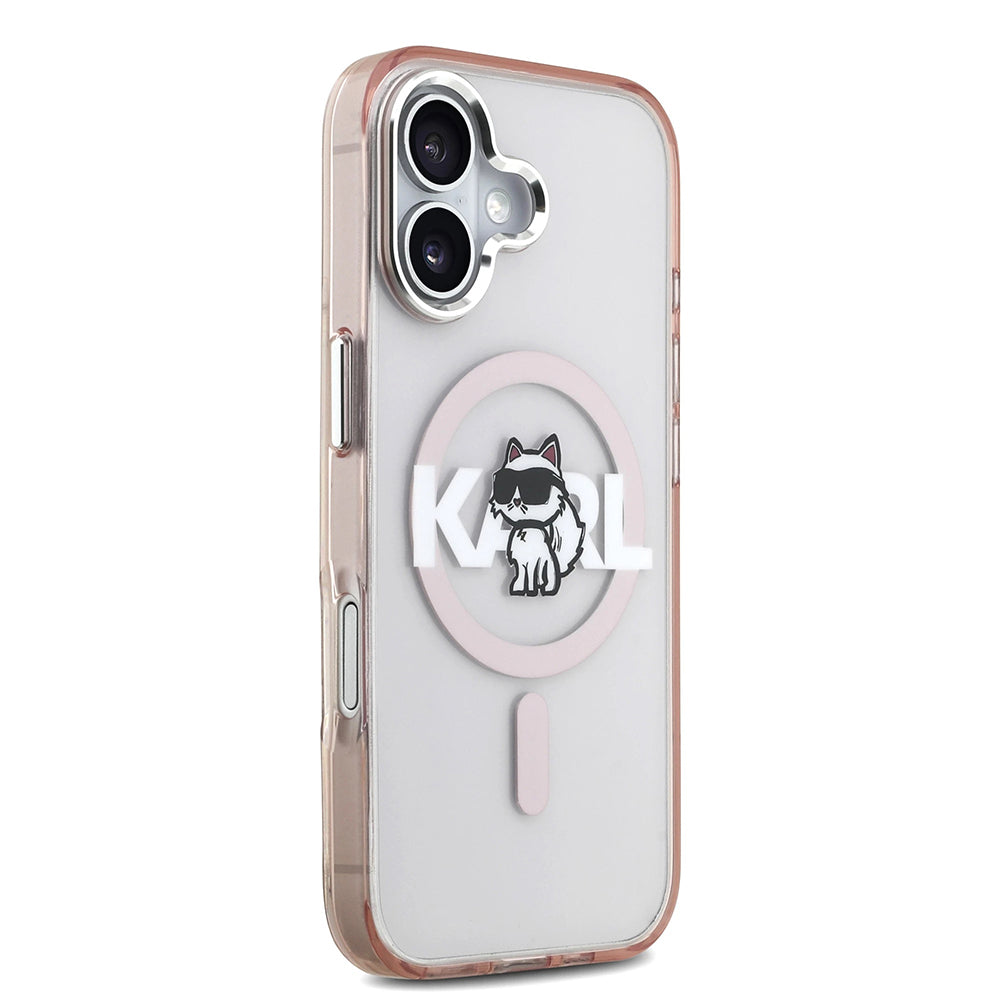 MagSafe-kotelo Apple iPhone 17:lle, Karl Lagerfeld, IML Sketch Logo Choupette, Pinkki