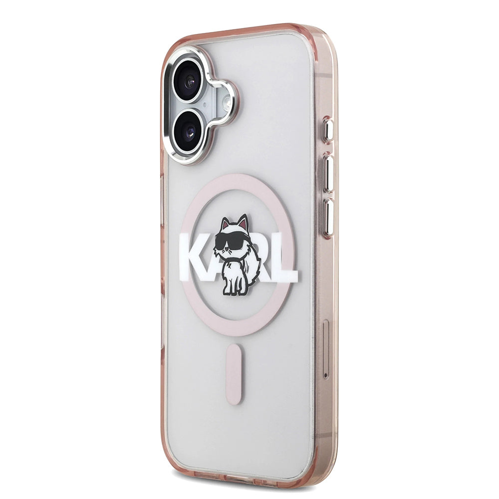 MagSafe-kotelo Apple iPhone 17:lle, Karl Lagerfeld, IML Sketch Logo Choupette, Pinkki