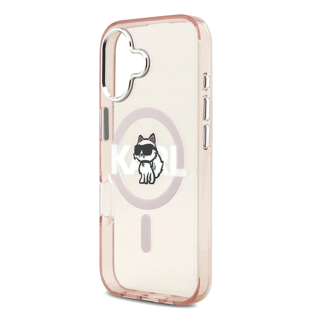 MagSafe-kotelo Apple iPhone 17:lle, Karl Lagerfeld, IML Sketch Logo Choupette, Pinkki