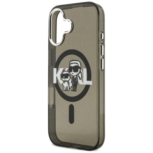MagSafe-kotelo Apple iPhone 17:lle, Karl Lagerfeld, IML Sketch Logo Glitter Karl & Choupette, Musta