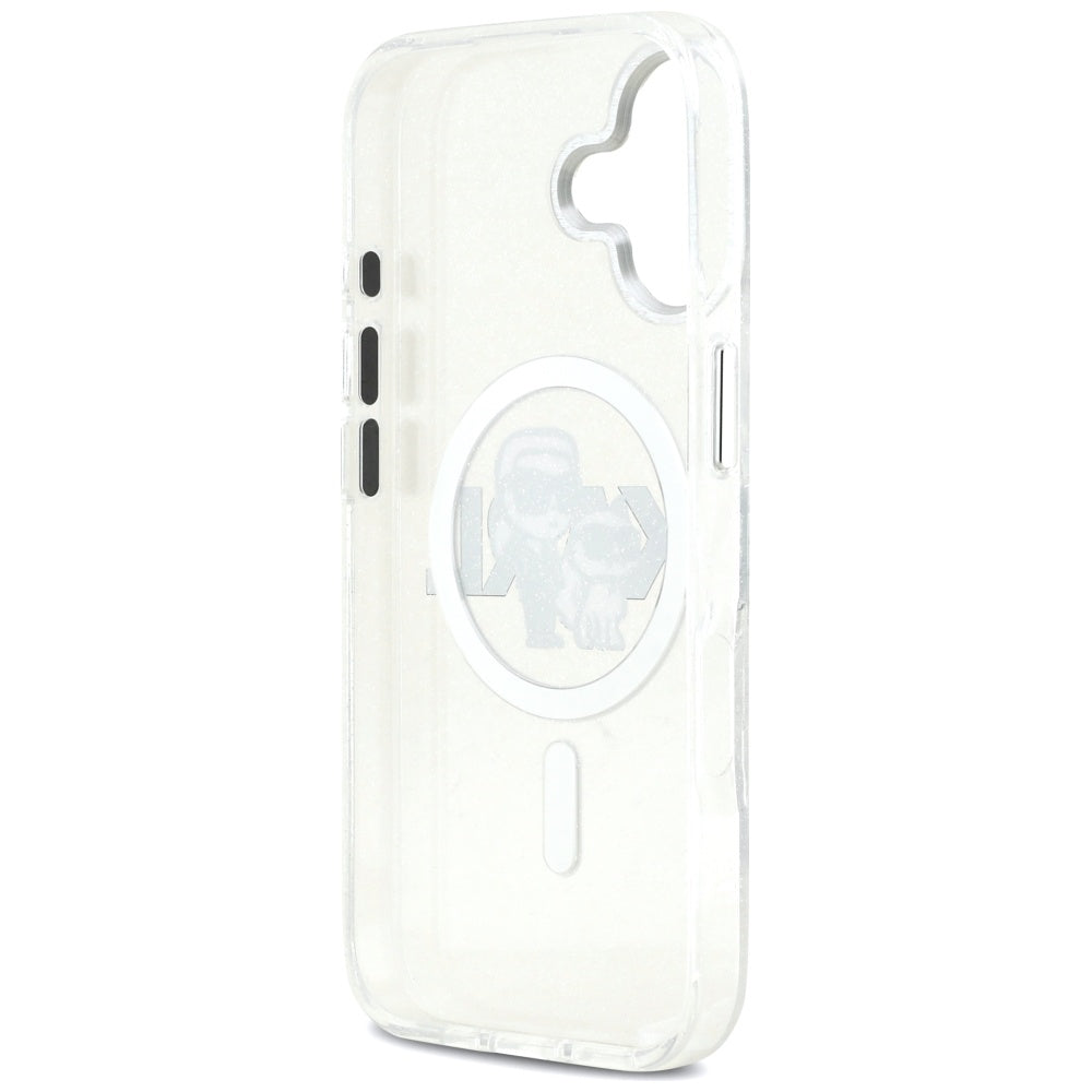 MagSafe-kotelo Apple iPhone 17:lle, Karl Lagerfeld, IML Sketch Logo Glitter Karl & Choupette, Läpinäkyvä
