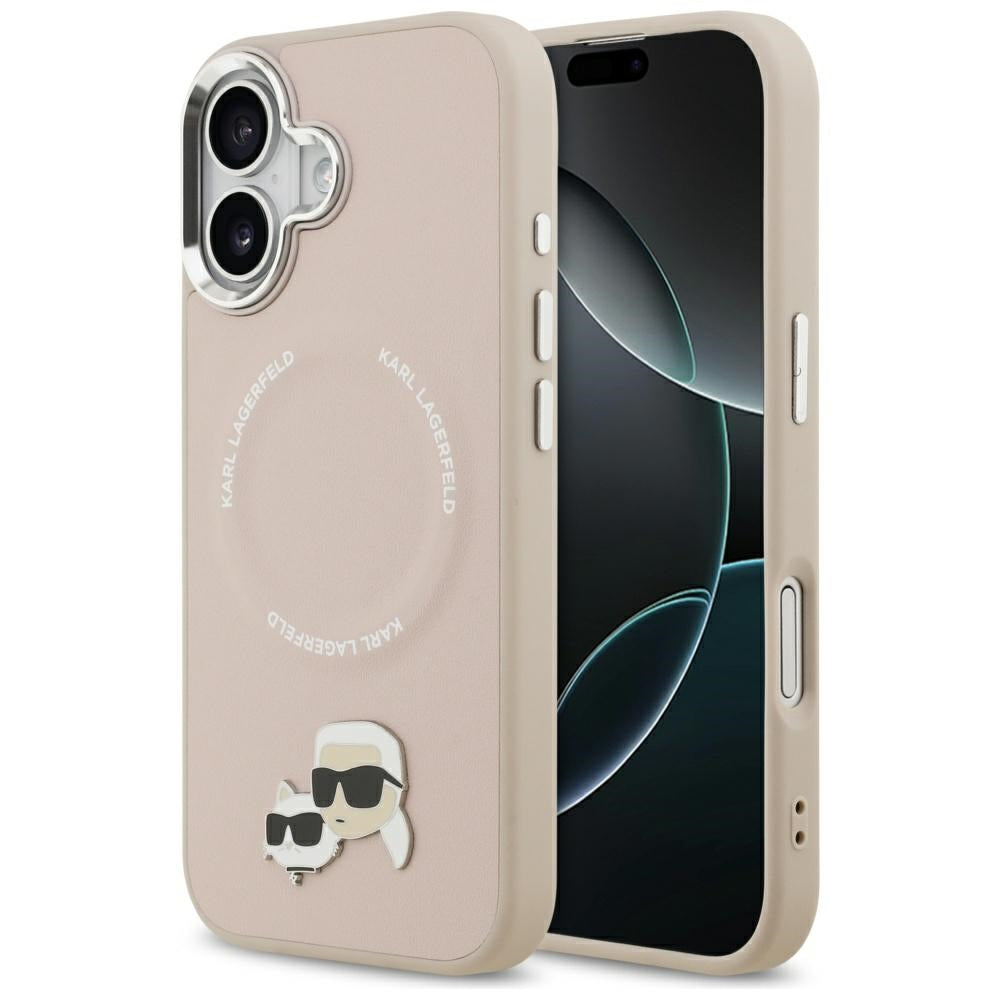 MagSafe-kotelo Apple iPhone 17:lle, Karl Lagerfeld, Karl & Choupette -rintaneulat, Vaaleanpunainen